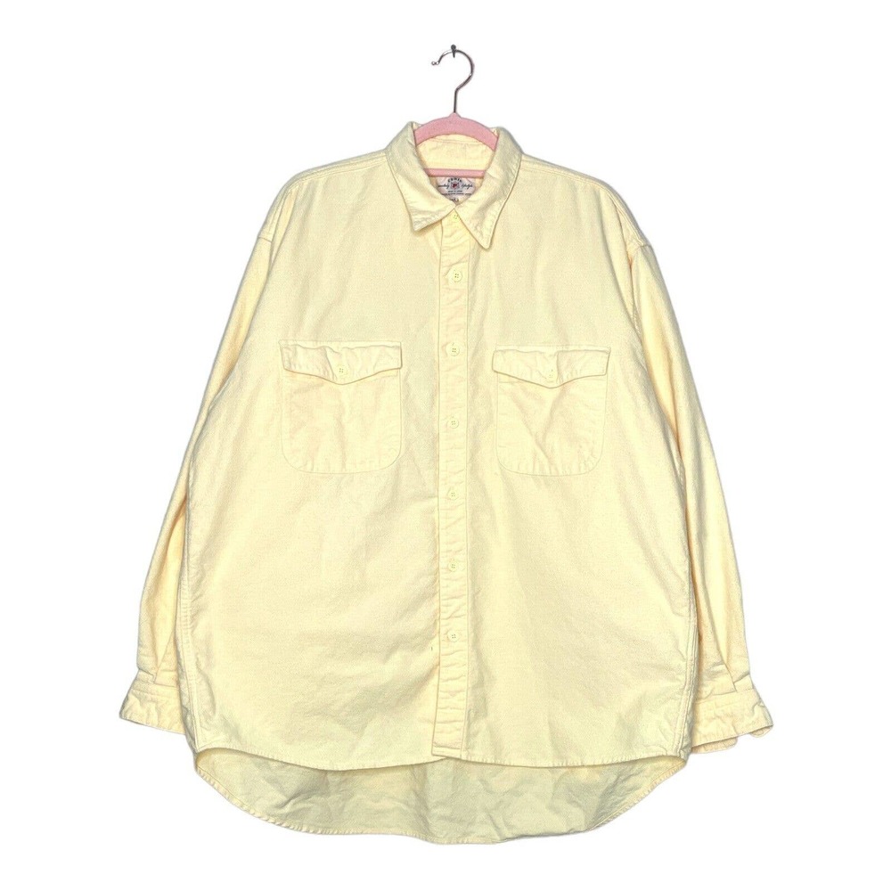 Edwin XL Mens Yellow Cotton Long Sleeve Pockets Japan Chamois Button Up Shirt